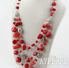 Wholesale Assorted Multi Layer Red Coral Necklace with Lobster Clasp