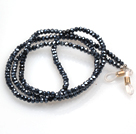 Nice Simple Style Black Crystal Lanyards/ Glass Chain