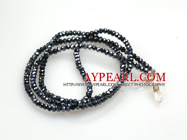 Nice Simple Style Black Crystal Lanyards/ Glass Chain