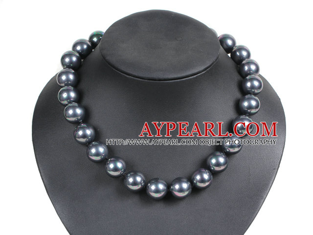 Charming Style Pretty 16mm Round Black Seashell Beads Choker Necklace
