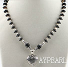 Wholesale Simple style white freshwater pearl and black agate necklace with lobster clasp