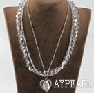 hot 17.7 inches multi strand clear crystal necklace with heart pendant
