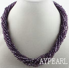 17.7 inches multi strand dark purple crystal necklace with magnetic clasp