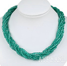 17.7 inches multi strand lake green crystal necklace with magnetic clasp