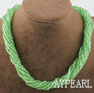 Wholesale 17.7 inches multi strand light green crystal necklace with magnetic clasp