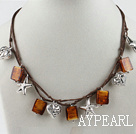 Wholesale 17.7 inches colored glaze and starfish charm necklace