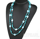 Wholesale 51.2 inches blue pearl crystal and colored glaze necklace