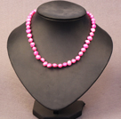 Simple Trendy Style Women Natural Hot Pink Potato Pearl Necklace