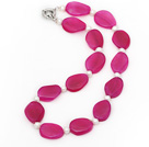 Nice Chunky Style White Freshwater Pearl And Pink Agate Strand Necklace