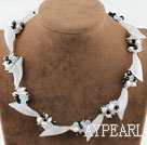 Multi Color Freshwater Pearl Crystal And Irregular White Jade Necklace With Magnetic Clasp