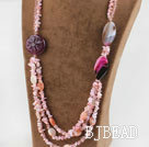 Big Design Pink Crystal and Pink Opal Necklace