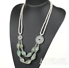 Wholesale White Pearl and Natural White Crystal and Green Rutilated Quartz Necklace