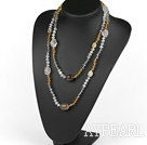 Wholesale Long Style Crystal and Gray Agate Necklace