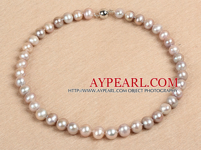 Best Mother Gift Graceful 10-11mm Natural Smooth Purple Pearl Party Necklace