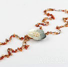 6-8mm agate beaded necklace with shell flower clasp