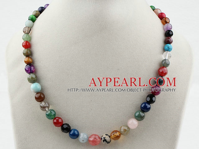 Assorted Multi Color Multi Stone Graduated Beaded Necklace