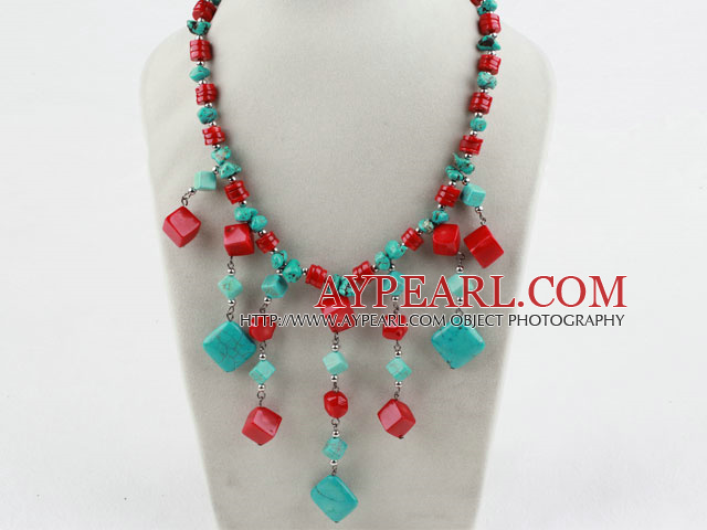 Assorted Red Coral and Turquoise Necklace