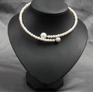 Trendy Elegant Natural White Freshwater Pearl Seashell Beads Choker Necklace