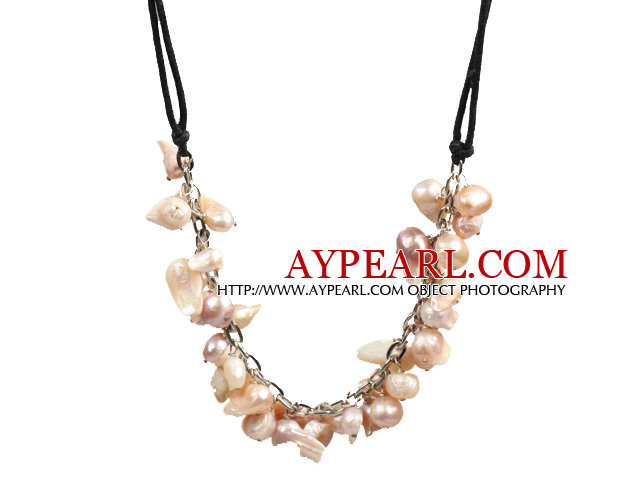 New Arrival Pink Violet Color Teeth Shape Pearl Necklace with Lobster Clasp