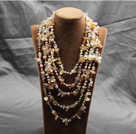 Wholesale Gorgeous Statement Multi Layer Natural Pearl Clear Crystal Citrine Chips Necklace