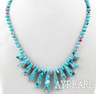 New Design Fan Shape Blue Sky Color Taiwan Turquoise Necklace