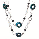 Wholesale Beautiful Long Cool Style Phoenix Stone and Black Pearl Beads Necklace