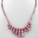 New Design Fan Shape Pink Color Taiwan Turquoise Necklace