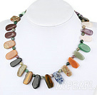 chic multi color stone necklace with toggle clasp