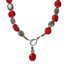 Wholesale New Design Red Coral Necklace with Tibet Silver Accessories
