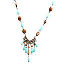 Wholesale Turquoise and Tiger Eye Necklace with Bronze Chain