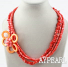 Multi Strands Assorted Coral and Shell Flower Necklace