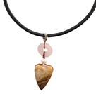 Wholesale Picture Jasper and Rose Quartz Donut and Pearl Pendant Necklace