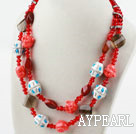 Wholesale Red Crystal and Carnelian and Clay Necklace