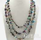 Multi Strands Assorted Multi Color Multi Stone Chips Necklace