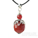 Classic Design Faceted Natural Color Agate Pendant Necklace