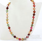 Classic Design 10mm Round Three Colored Jade Beaded Necklace