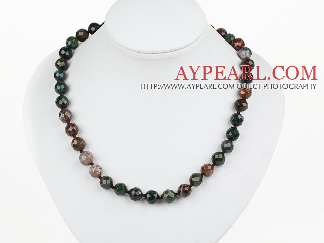 Classic Design 10mm Round Indian Agate Beaded Necklace