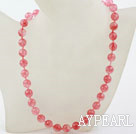 Wholesale Classic Design 10mm Round Faceted Cherry Quartz Beaded Necklace