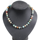 Wholesale Classic Design 10mm Round Amazon Stone Beaded Necklace