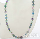 Classic Design 10mm Round Rainbow Fluorite Beaded Necklace