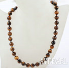 Classic Design 10mm Round Tiger Eye Beaded Necklace