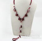 Wholesale Red Brown Freshwater Pearl and Colored Glaze Necklace with Metal Chain