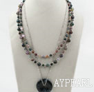 Multi Strands Indidan Agate Necklace with Metal Chain