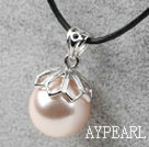 Classic Design Round Shape 16mm Nude Color Seashell Pendant Necklace