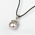 Classic Design Round Shape 16mm Purple Seashell Pendant Necklace