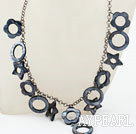 New Design Hollow Black Shell Necklace with Metal Chain