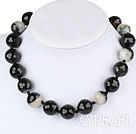18mm round faceted crystallized agate neclace with moonlight clasp