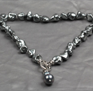 Wholesale Classic Design Black Irregular Shape Seashell Pendant Necklace(Pendant Can Be Removed)