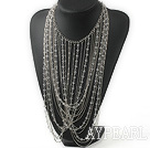 New Style Fashion Design Clear Crystal and Metal Chain Party Statement Necklace
