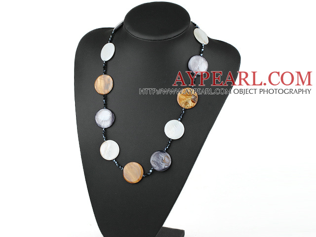 party jewerly white pearl roun shell crystal necklace with lobster clasp